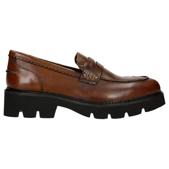 Dámské polobotky Hnědé Kožené Mokasíny Pro Ženy S Ozdobnými Cvoky Wojas 4636952 38