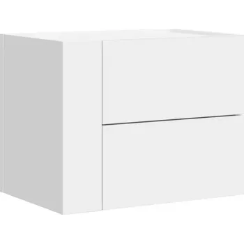 Noční stolek Nástěnný Noční stolek se zásuvkami, bílý, 45x30x35 cm, dřevěný materiál