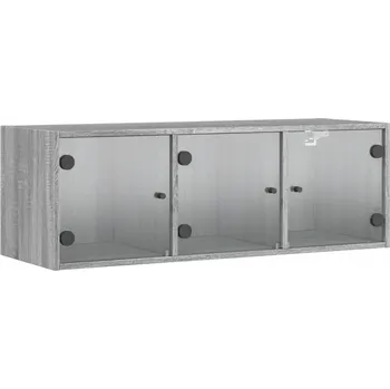 Komoda Nástěnná skříňka se skleněnými dvířky, Šedý dub Sonoma, 102x37x35 cm