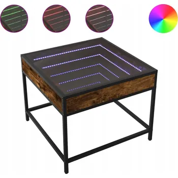 Konferenční stolek Konferenční stolek s LED osvětlením Infinity, kouřový dub, 50x50x41 cm