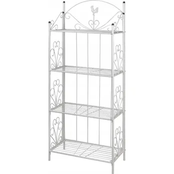 Stojan na květiny Bílý Stojan na Květiny, 4 Patra, s Květinovými Vzory, 61,5 x 33 x 153 cm