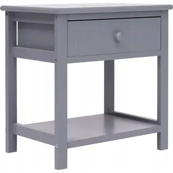 Noční stolek Noční stolek dřevěný s zásuvkou a policí, šedý, 40x29x42 cm
