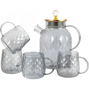 Konvice na čaj Žáruvzdorná konvice na čaj, džus 1,8L + 4 hrnky 300ml ŠEDÁ DIAMOND GRAY