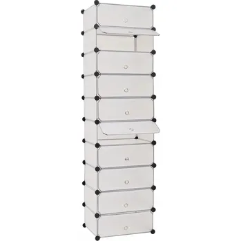 Botník Botník s 10 přihrádkami a dvířky, bílý, 47x37x172 cm