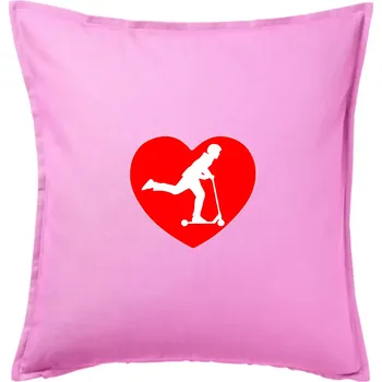 Polštář Koloběžka srdce - Polštář 50x50 - 50x50 - Pouze potah ( Růžová )