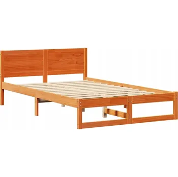 Postel Rám postele s čelem z masivního borovicového dřeva, 120 x 190 cm, hnědý