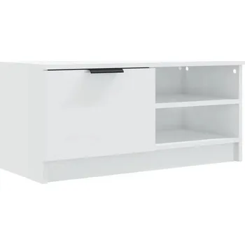 Televizní stolek TV stolek z dřevotřísky, 80x35x36,5 cm, bílý lesk
