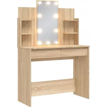 Toaletní stolek Toaletní Stolek se zrcadlem a LED osvětlením, dub Sonoma, 96 x 40 x 142 cm