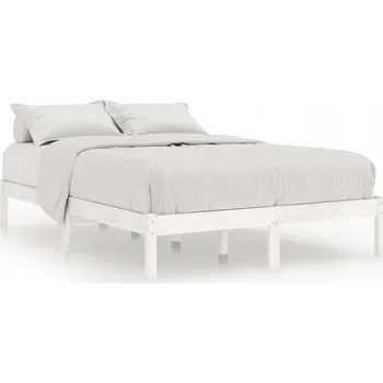 Postel Bílý rám postele z masivního borovicového dřeva 195,5 x 145,5 x 31 cm