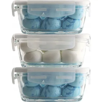 Dóza na potraviny Skleněné nádoby HERMETICKÉ s víčkem a TĚSNĚNÍM 720 ml SADA 3 KS