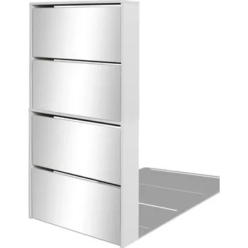 Botník Botník se zrcadlem, bílá, 63x17x134 cm, 4 zásuvky, pro 12-16 párů bot