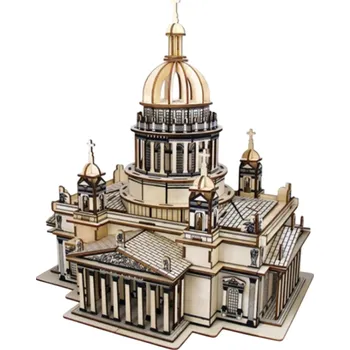 ostatní stavebnice 3D dřevěné puzzle Kyjevská katedrála Issy 32 x 29 x 37 cm 203 dílků Laserem řezaný model Kreativní stavebnice DIY dekorace
