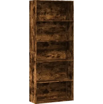 Knihovna Regál z dřevotřísky s 5 přihrádkami, kouřový dub, 80x30x189 cm