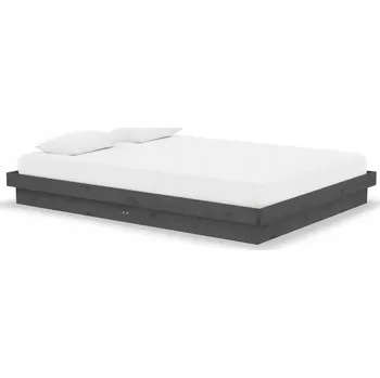 Postel Rám postele z masivního borovicového dřeva 135x190 cm, šedá, rustikální