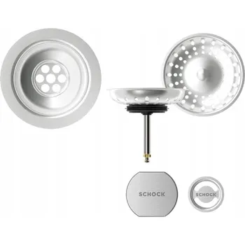 Sifon Sítko, zátka, ovládací knoflík a krytka přepadu pro dřezový sifon SCHOCK CHR