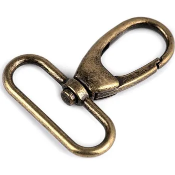 Galanterie Kovová karabina průvlek 38 mm - 4 staromosaz