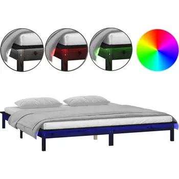 Postel Rám postele s LED osvětlením, černý, 202 x 131,5 x 26 cm, pro matraci 120 x 190 cm