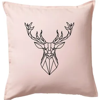 Polštář Geometrie - jelen - Polštář 50x50 - 50x50 - Pouze potah ( Světle růžová )