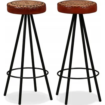 Barová židle Barové židle Industriální Čalouněné Přírodní Kůže a Plátno Hnědo-Černé