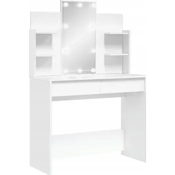 Toaletní stolek Toaletní Stolek se zrcadlem a LED osvětlením, bílý, 96x40x142 cm