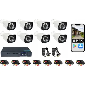 IP kamera SADA 8 VENKOVNÍCH KAMER pro 4K 8MPX monitoring + REGISTRÁTOR a KABELY