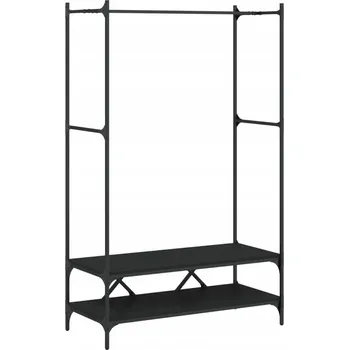 Věšák Věšák na oblečení s policemi, dřevěný a kovový, 100x45x162,5 cm, černý
