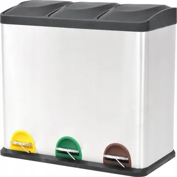 Odpadkový koš Koš na třídění odpadu 3x18L, nerezová ocel, PP, 60,5x34x56,5 cm, stříbrný