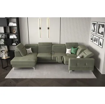 Sedací souprava Nábytek PEGAS s.r.o. Rohová sedací souprava MALIBU MAX II s funkcí spaní a relaxací 180x350x182 cm - olivová, pravá strana