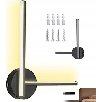 Nástěnné svítidlo LED SVĚTLO NA ZEĎ LOŽNICE LAMPA NAD ZRCADLO 16W 4500K ČERNÁ