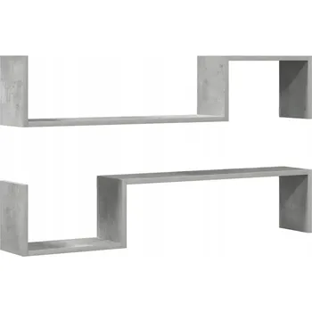 police Nástěnná police, dřevěný materiál, šedá betonu, 100 x 15 x 20