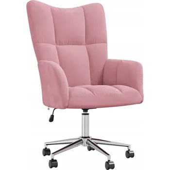 Křeslo Růžové Otočné Křeslo ze Sametu s Nastavitelnou Výškou 61,5x69x(94,5-102) cm