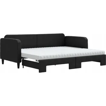 Pohovka Rozkládací pohovka 2 v 1 s černou látkou, rozměry 223 x 100 x 75 cm