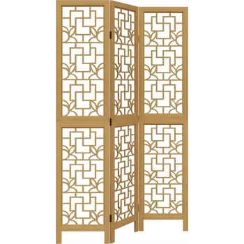 Paraván Paraván z masivního dřeva paulovnie, 3 dílný, 105-110x180 cm, hnědý