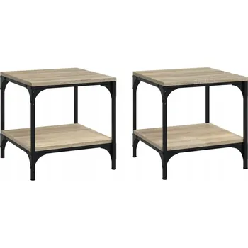 Konferenční stolek Industriální odkládací stolky, dřevěný materiál a ocel, 40x40x40 cm