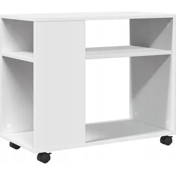 Konferenční stolek Odkládací stolek na kolečkách, bílý, 70x35x60 cm, dřevotříska