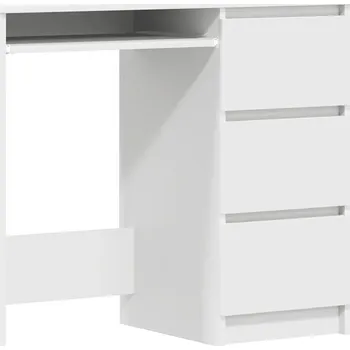 Psací stůl Bílý psací stůl z dřevěného kompozitu se 3 zásuvkami 90 x 45 x 76 cm