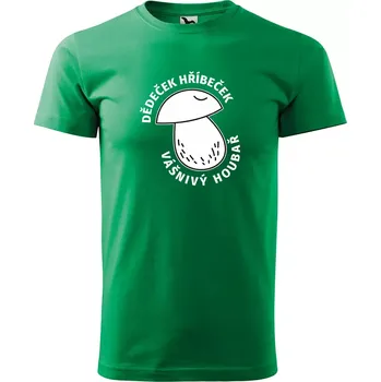 Pánské oblečení Sablio Tričko s potiskem Dědeček hříbeček - zelené M