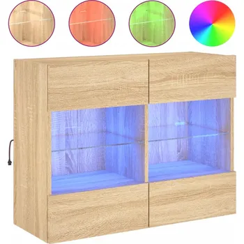 Televizní stolek Závěsná skříňka pod TV s LED RGB osvětlením, Dub Sonoma, 78,5x30x60,5 cm