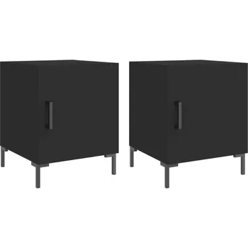 Noční stolek Noční stolek s přepážkou a kovovými nožičkami, černý, 40x40x50 cm