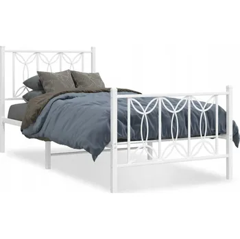 Postel Bílý kovový rám postele 196 x 80 x 90 cm s úložným prostorem