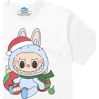 Pánské tričko Pánské tričko Modrý Vánoční Labubu (Velikost: 5XL, Barva: Bílá)