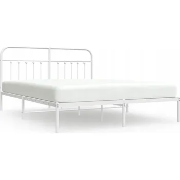 Postel Bílý kovový rám postele 207 x 187 x 100 cm s úložným prostorem