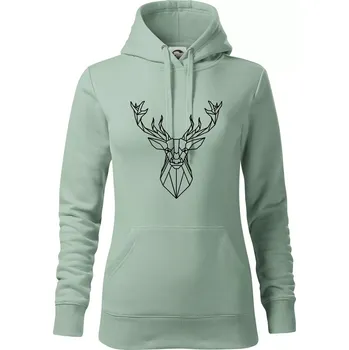 Dámská mikina Geometrie - jelen - Mikina dámská Cape s kapucí - XL ( Sage )