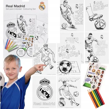 omalovánky Real Madrid Sada na vybarvování kreslení OMALOVÁNKY + PASTELKY pro fanouška