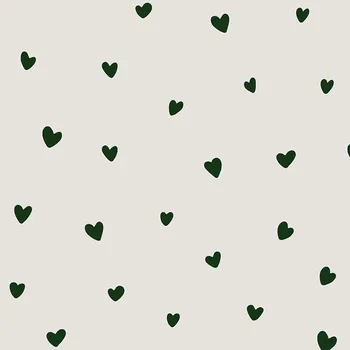 Teplákovina Takoy 150 cm nebělená malá tmavě zelená srdíčka