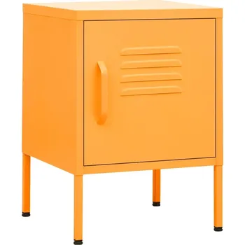 Noční stolek Noční stolek s přestavitelnou policí, ocel, hořčicově žlutý, 35x35x51 cm