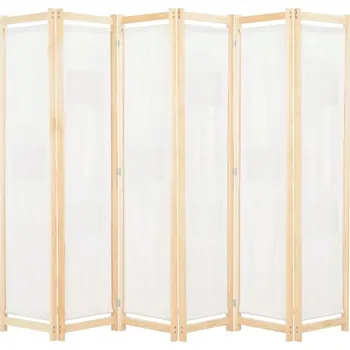 Paraván Paraván dřevěný krémový, 6dílný, 240x170x4 cm
