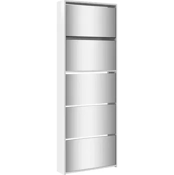 Botník Botník 5-patrová, bílá, 63x17x169,5 cm, dřevěný materiál