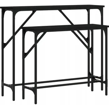 Konferenční stolek Sada konzolových stolků, černá, dřevěný kompozit/kov, 95x26x80 cm &