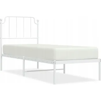 Postel Bílý kovový rám postele 207x85x102 cm s úložným prostorem